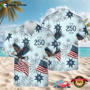 USA 250th Anniversary Patriotic Eagle USA Flag Hawaiian Shirt