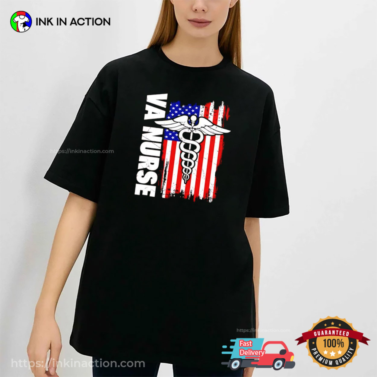 USA VA Nurse American Flag T-shirt USA VA Nurse American Flag T-shirt
