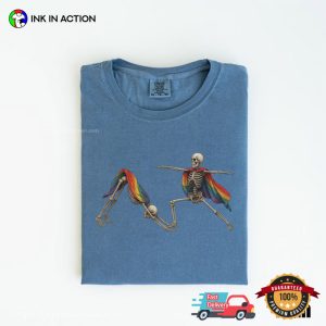 Yoga Skeleton Pride Month Rainbow Flag Comfort Colors Shirt