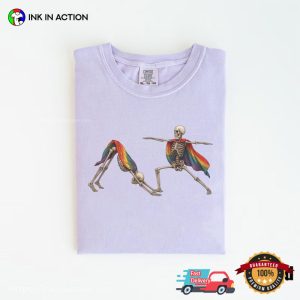 Yoga Skeleton pride month rainbow flag Comfort Colors Shirt 2 InkInAction.com