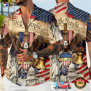 America 250 Years Faith And Freedom Patriotic Hawaiian Shirt