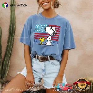 America 250th Anniversary Patriotic Snoopy And woodstock Comfort Colors Shirt 3 InkInAction.com