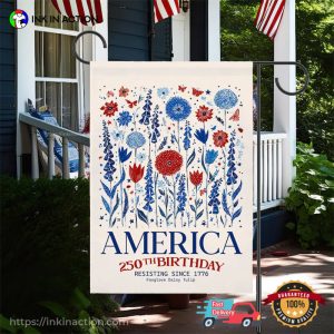 America 250th Birthday Floral independence day usa Flag 3 InkInAction.com