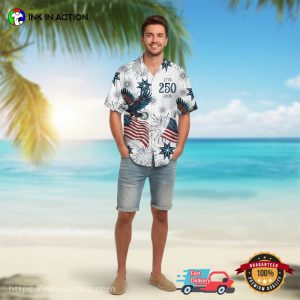 America’s Freedom 250th Anniversary Eagle And USA Flag Hawaiian Shirt