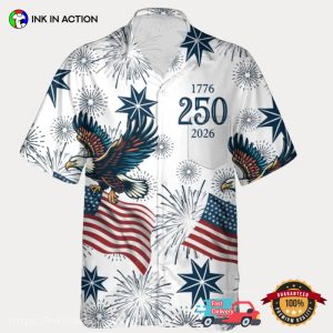 America’s Freedom 250th Anniversary Eagle And USA Flag Hawaiian Shirt