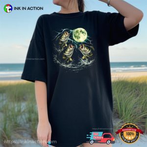 Bass Fish Full Moon Night, Fisher Gifts Comfort Colors Shirt 3 InkInAction.com
