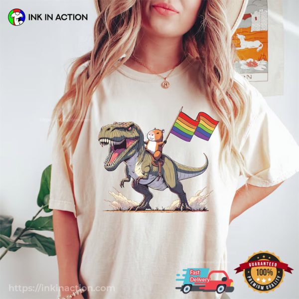 Capybara Ride T rex Funny month of pride Comfort Colors T shirt 1 1 600x600