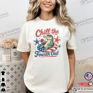 Chill The Fourth Out Funny Patriotic Alligator Summer Comfort Colors Shirt