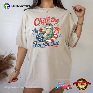 Chill The Fourth Out Funny Patriotic Alligator Summer Comfort Colors Shirt 2 InkInAction.com