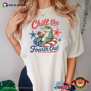 Chill The Fourth Out Funny Patriotic Alligator Summer Comfort Colors Shirt