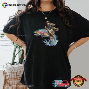Cowboy Riding Rainbow Trout, Fishing Club Gift Comfort Colors Shirt
