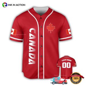 Custom Name canada day Red Baseball Jersey InkInAction.com
