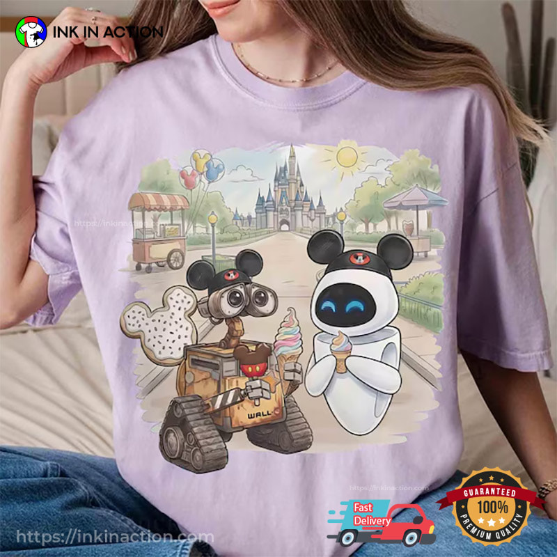 Disneyland WALL-E And EVE Ice Cream Comfort Colors Shirt Disneyland WALL-E And EVE Ice Cream Comfort Colors Shirt