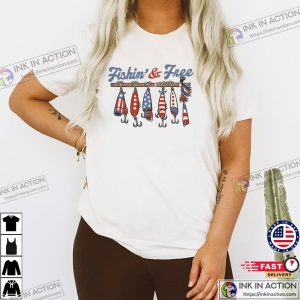Fishing And Free, Patriotic 4th of July fishing shirt 3 InkInAction.com