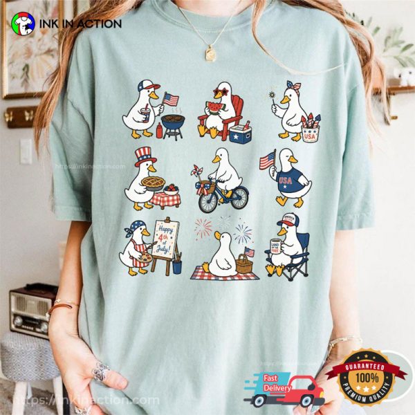 Funny 4th of July Celebration Silly Goose Cute Comfort Colors Shirt InkInAction.com 600x600