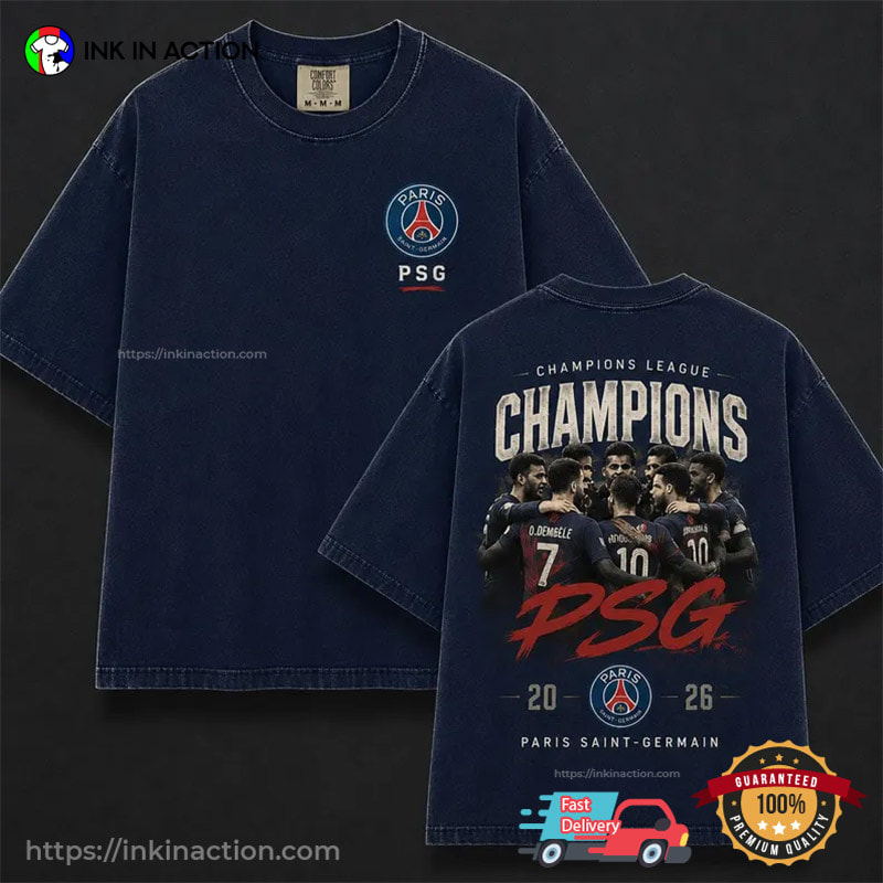 PSG Champions League Champions 2026 2-sided Comfort Colors Shirt PSG Champions League Champions 2026 2-sided Comfort Colors Shirt