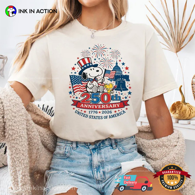 Patriotic Snoopy America 250 Anniversary Vintage Tee Patriotic Snoopy America 250 Anniversary Vintage Tee