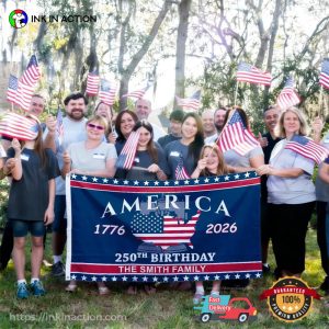 Personalized Family Name 250th Birthday Fourth Of July Flag