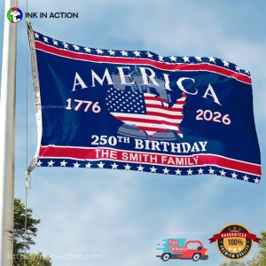 Personalized Family Name 250th Birthday Fourth Of July Flag