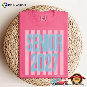 Senior 2027 Girls Stripes Style Comfort Colors Shirt 2 InkInAction.com