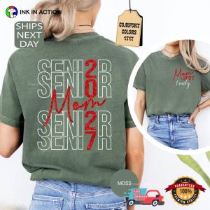 Senior Mom 2027, Custom Graduation Gift Comfort Colors Shirt 2 InkInAction.com