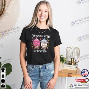 Twinning With My Best Tea, Bestie Bubble Tea Tee InkInAction.com