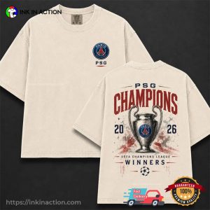 UEFA Champions League Winner PSG Champions 2026 Comfort Colors Shirt 1 InkInAction.com