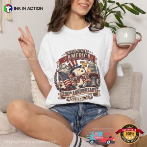 USA 250th Anniversary Snoopy Cartoon Comfort Colors Shirt