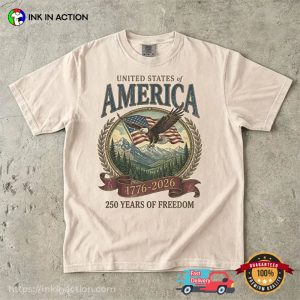 America 250 Years Of Freedom Retro Style Comfort Colors Shirt 2 InkInAction.com