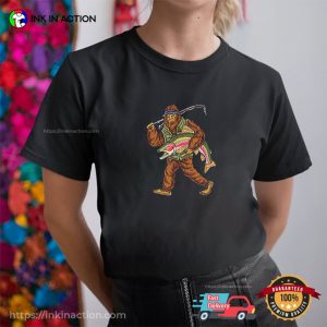 Bigfoot Catching Fish Trout Funny Fishing Meme Shirt
