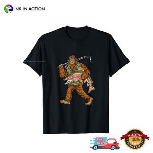 Bigfoot Catching Fish Trout Funny Fishing Meme Shirt 3 InkInAction.com