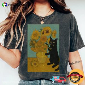 Black Cat And Sunflowers Van Gogh Art Comfort Colors Shirt Black Cat And Sunflowers Van Gogh Art Comfort Colors Shirt