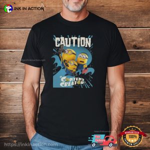 Caution Content Creator Funny Minions And Monsters Movie Shirt 2 InkInAction.com