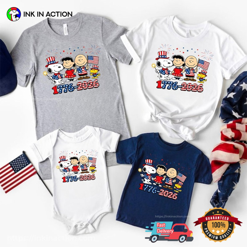 Charlie Brown And Snoopy USA 250 Celebration Shirt Charlie Brown And Snoopy USA 250 Celebration Shirt