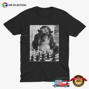 Chimpanzee Playing Chess Funny Chess Shirts