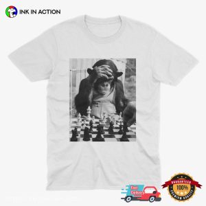 Chimpanzee Playing Chess funny chess shirts 2 InkInAction.com