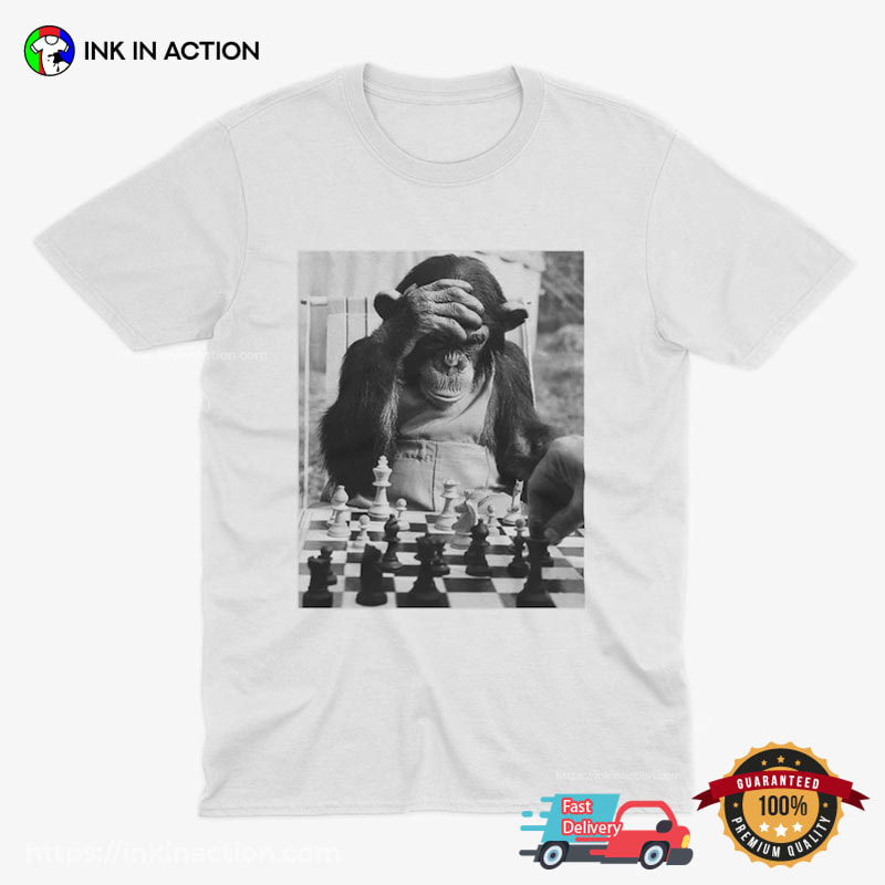 Chimpanzee Playing Chess Funny Chess Shirts Chimpanzee Playing Chess Funny Chess Shirts