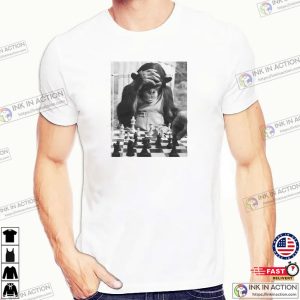 Chimpanzee Playing Chess Funny Chess Shirts