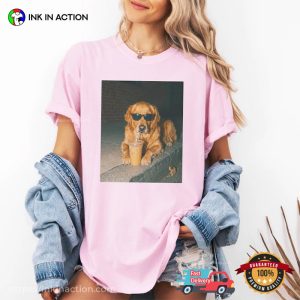 Cool Golden Retriever Drinking Iced Coffee Comfort Colors Shirt