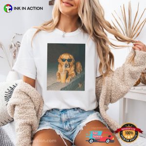 Cool Golden Retriever Drinking Iced Coffee Comfort Colors Shirt 3 InkInAction.com