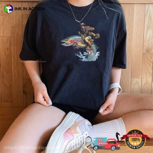 Cowboy Riding Rainbow Trout, trout fishing Comfort Colors Shirt InkInAction.com