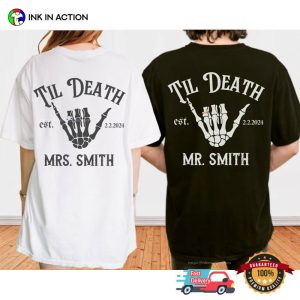Custom Bride And Groom Married Skeleton Matching Comfort Colors Shirt
