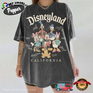 Custom Disneyland Mickey And Friends Signatures Comfort Colors Shirt