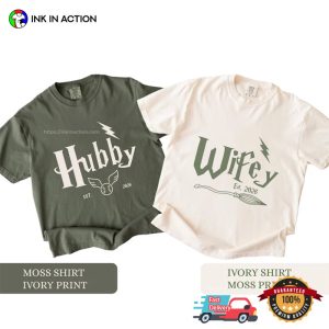 Custom Harry Potter Hubby Wifey Wedding Couples Comfort Colors Shirt