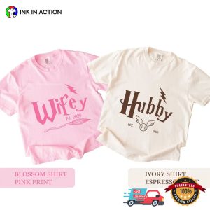 Custom Harry Potter Hubby Wifey Wedding Couples Comfort Colors Shirt