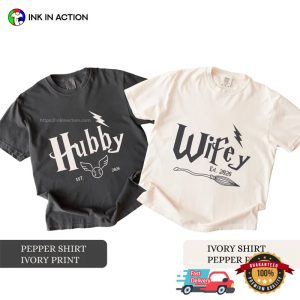 Custom Harry Potter Hubby Wifey Wedding Couples Comfort Colors Shirt 3 InkInAction.com