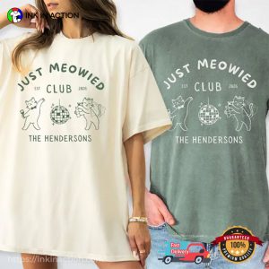 Custom Just Married Cat Wedding Comfort Colors Shirt