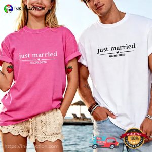 Custom Just Married Cute Newlywed Wedding Gifts Comfort Colors Shirt