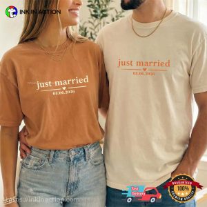 Custom Just Married Cute Newlywed Wedding Gifts Comfort Colors Shirt
