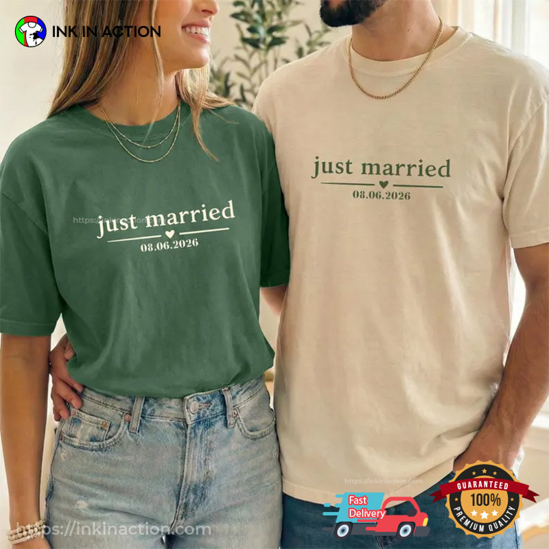 Custom Just Married Cute Newlywed Wedding Gifts Comfort Colors Shirt Custom Just Married Cute Newlywed Wedding Gifts Comfort Colors Shirt
